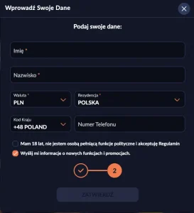 rejestracja w Bison Casino