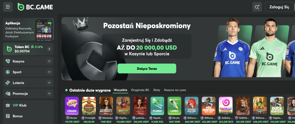 Strona główna krypto kasyna BC.Game