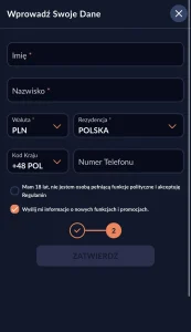 krok 1 rejestracji w legalnym kasynie Polska