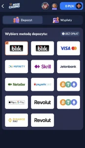 krok 3 rejestracji w legalnym kasynie Polska, wybor platnosci