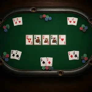 Stół do pokera podczas gry w Texas Hold'em